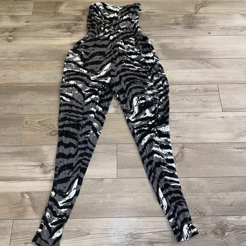 Women’s tube top zebra print jumpsuit